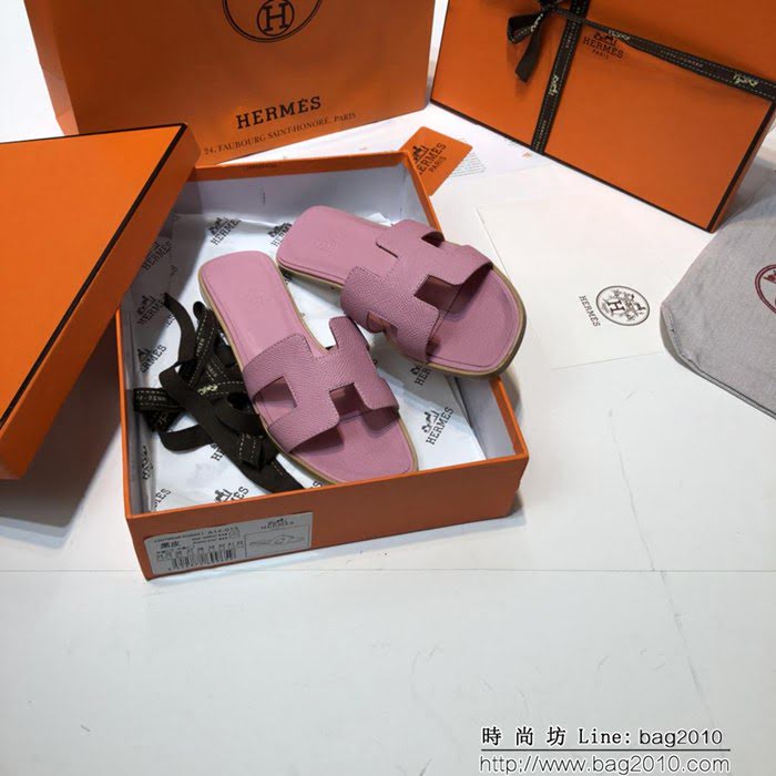 HERMES愛馬仕 頂級品質 2018手掌紋系列 貴婦拖鞋 休閒百搭款 真皮底女拖鞋  dsX1415